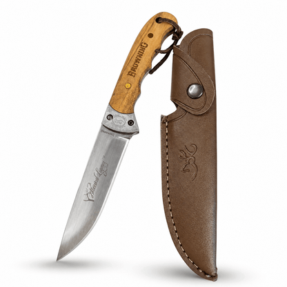 Cuțit de vânătoare Browning Whitetail Legacy cu mâner din lemn și teacă