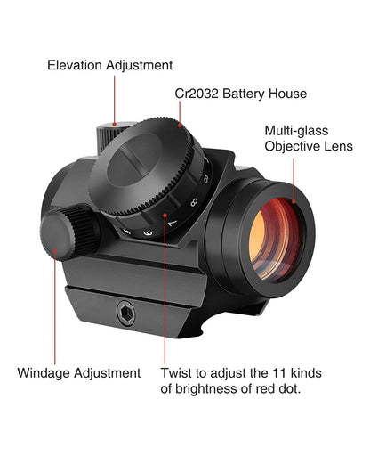 Sights colimator (red dot) BlackAirsoft FALCON 2MOA 1x25 mm cu 11 niveluri de luminozitate