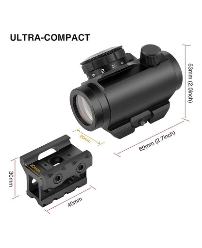 Sights colimator (red dot) BlackAirsoft FALCON 2MOA 1x25 mm cu 11 niveluri de luminozitate